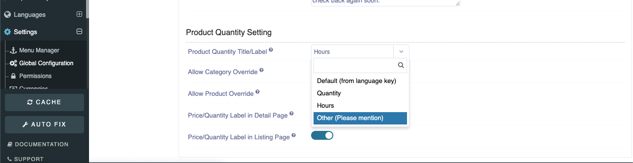 custom quantity label